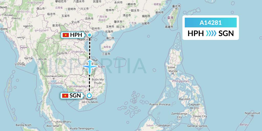 A14281 A.p.g. Distribution Systems Flight Map: Haiphong to Ho Chi Minh City