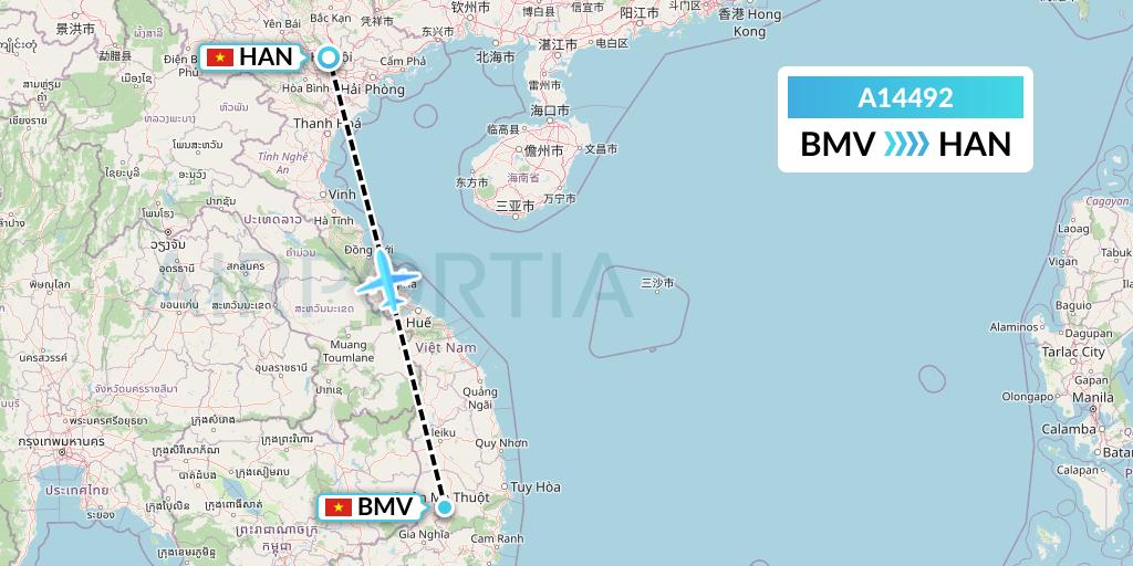 A14492 A.p.g. Distribution Systems Flight Map: Buon Ma Thuot to Hanoi