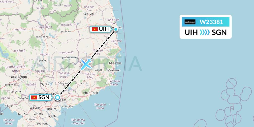 W23381 Flex Flight Flight Map: Qui Nhon to Ho Chi Minh City