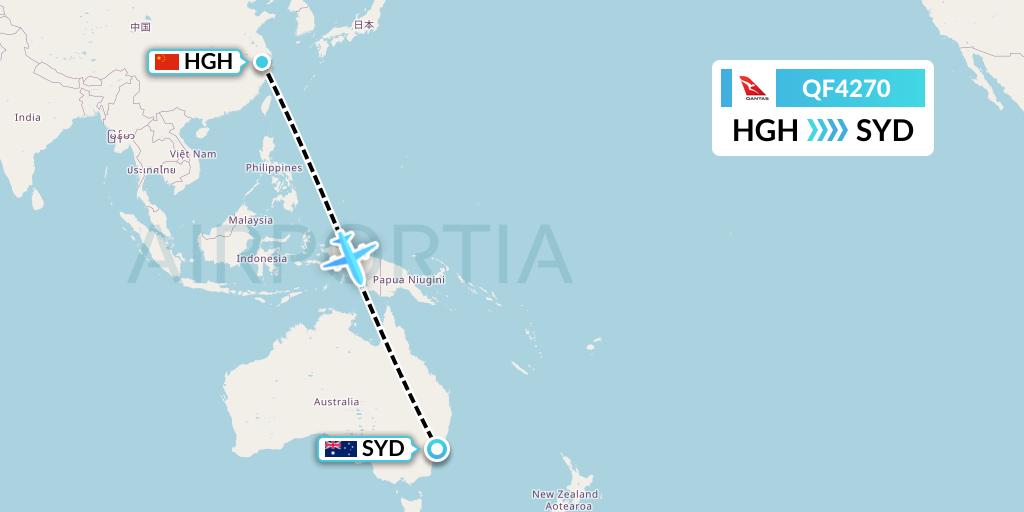 QF4270 Qantas Flight Map: Hangzhou to Sydney