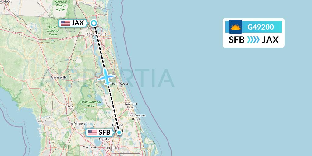 G49200 Allegiant Air Flight Map: Orlando to Jacksonville