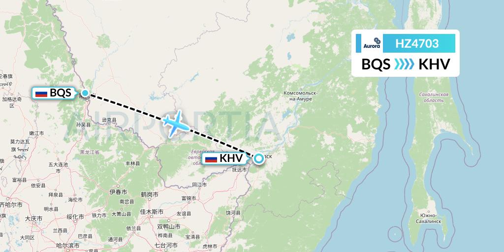 HZ4703 Aurora Flight Map: Blagoveshchensk to Khabarovsk