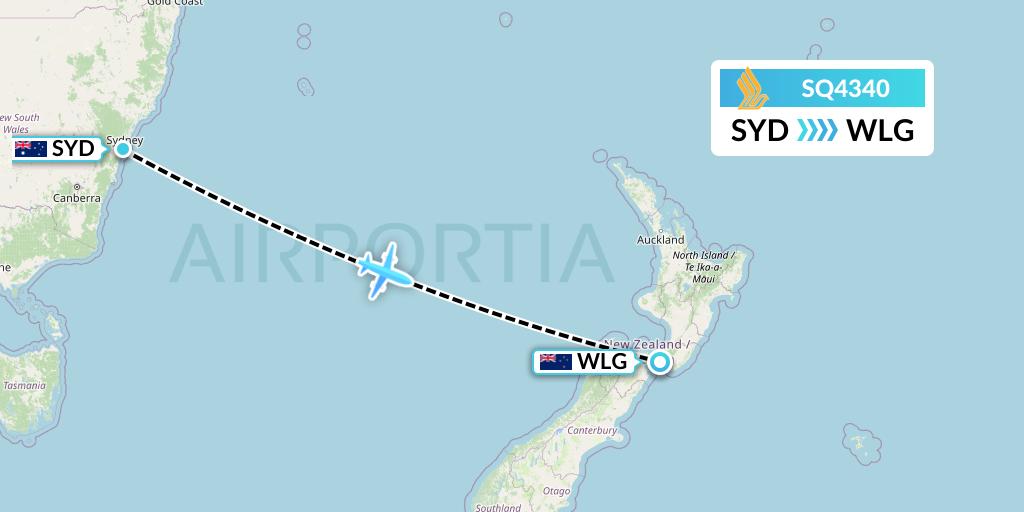 SQ4340 Singapore Airlines Flight Map: Sydney to Wellington