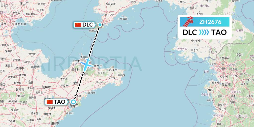 ZH2676 Shenzhen Airlines Flight Map: Dalian to Qingdao
