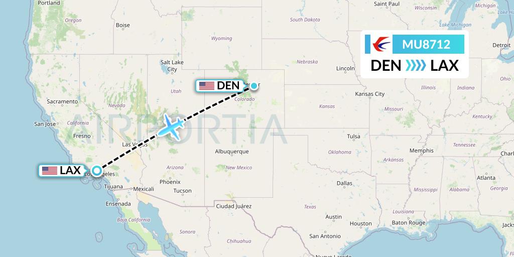 MU8712 China Eastern Airlines Flight Map: Denver to Los Angeles