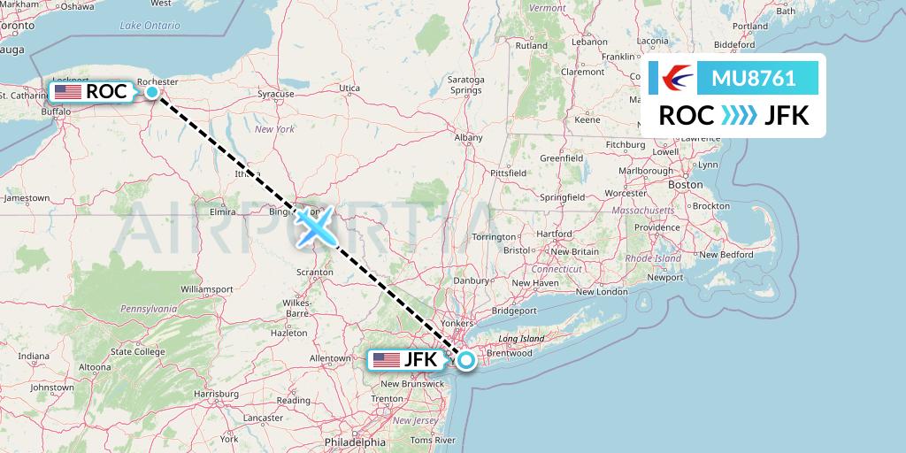 MU8761 China Eastern Airlines Flight Map: Rochester to New York