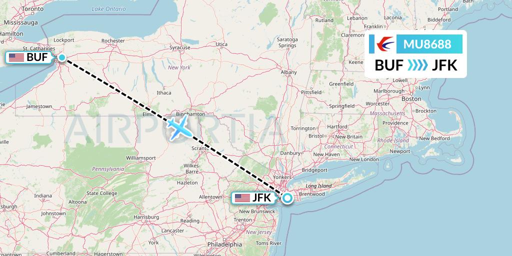 MU8688 China Eastern Airlines Flight Map: Buffalo to New York