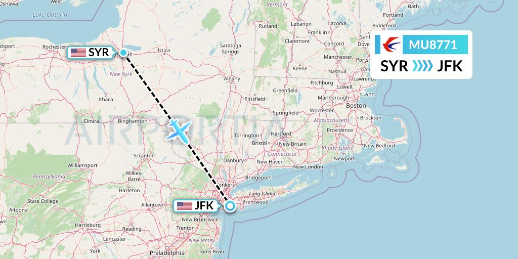 MU8771 China Eastern Airlines Flight Map: Syracuse to New York