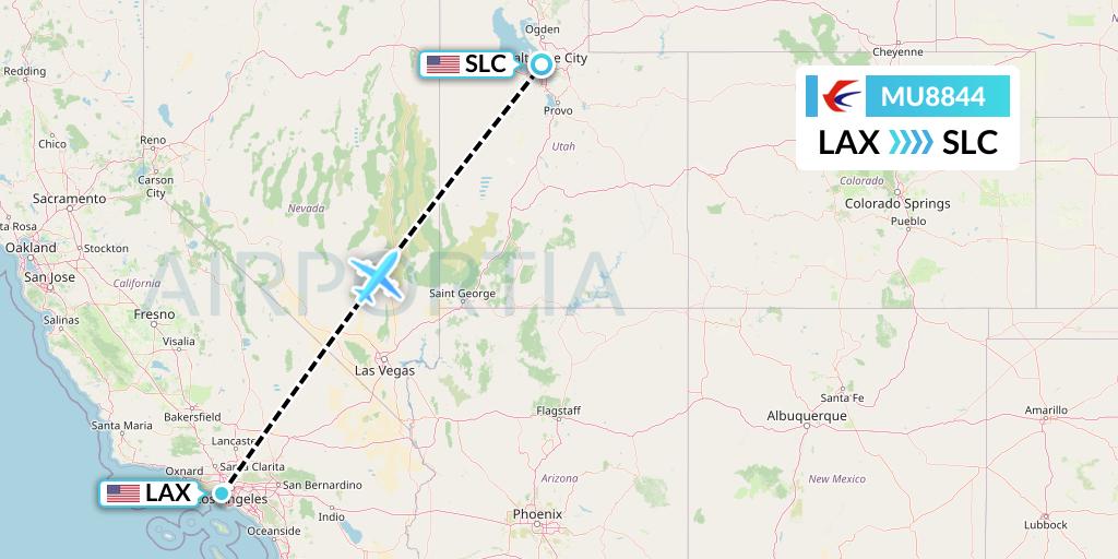 MU8844 China Eastern Airlines Flight Map: Los Angeles to Salt Lake City