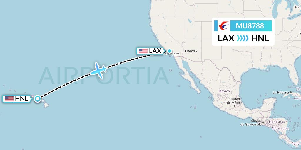 MU8788 China Eastern Airlines Flight Map: Los Angeles to Honolulu