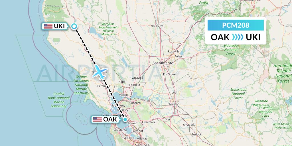 PCM208 Westair Industries Flight Map: Oakland to Ukiah