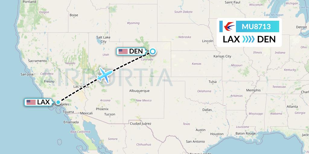 MU8713 China Eastern Airlines Flight Map: Los Angeles to Denver