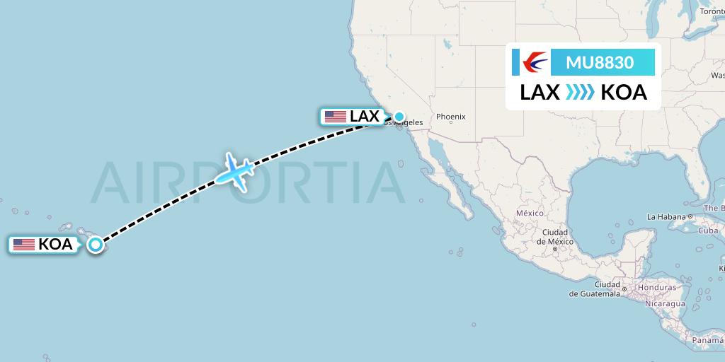 MU8830 China Eastern Airlines Flight Map: Los Angeles to Kailua-Kona