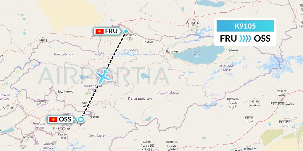 K9105 Kalitta Charters Flight Map: Bishkek to Osh
