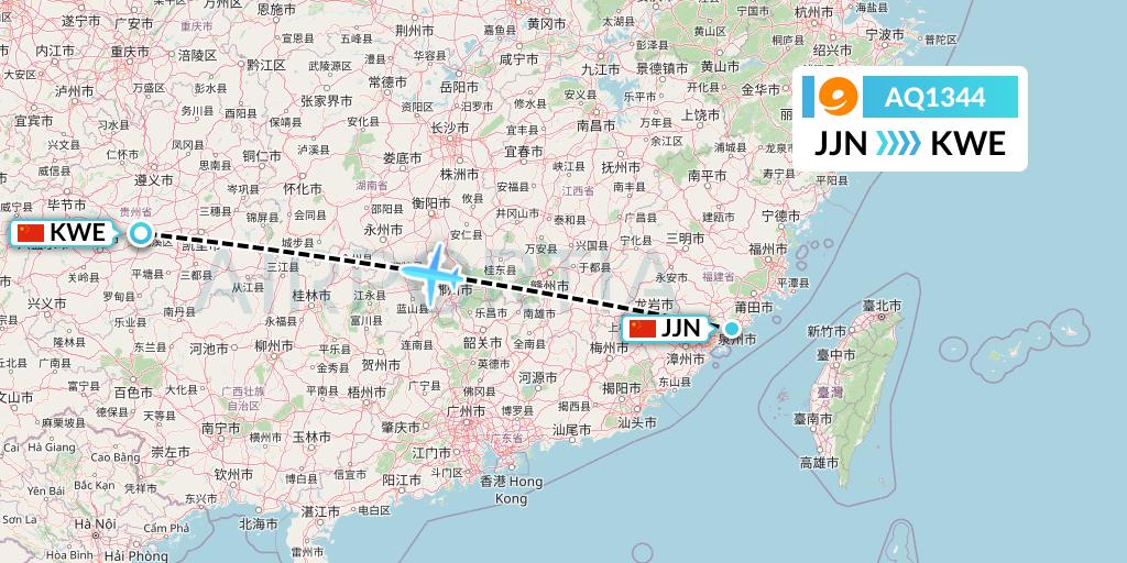 AQ1344 9 Air Flight Map: Jinjiang to Guiyang