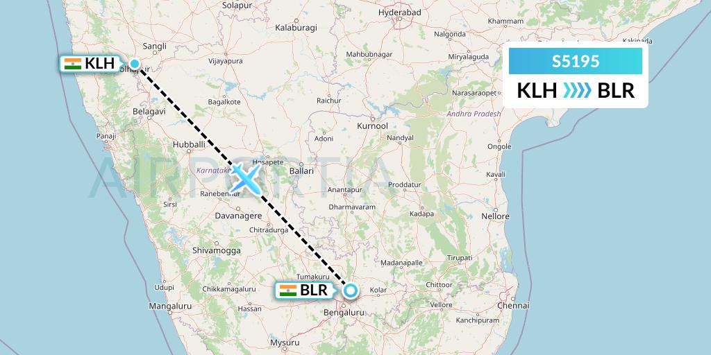 S5195 Star Air Flight Map: India to Bangalore