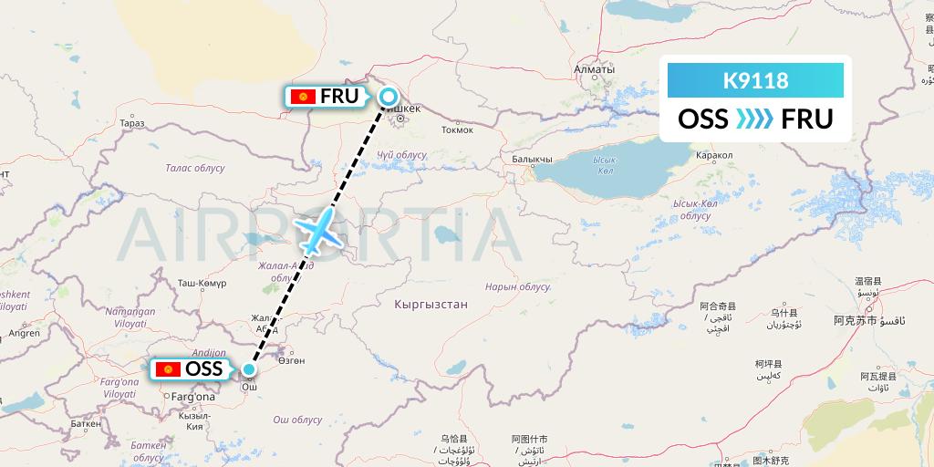 K9118 Kalitta Charters Flight Map: Osh to Bishkek