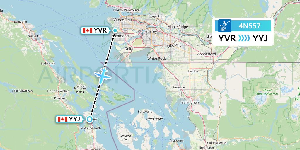 4N557 Air North Flight Map: Vancouver to Victoria