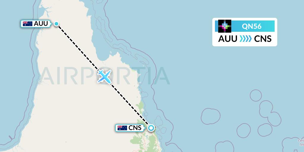 QN56 Skytrans Flight Map: Aurukun to Cairns