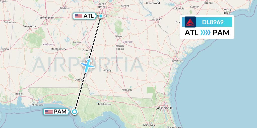 DL8969 Delta Air Lines Flight Map: Atlanta to Panama City