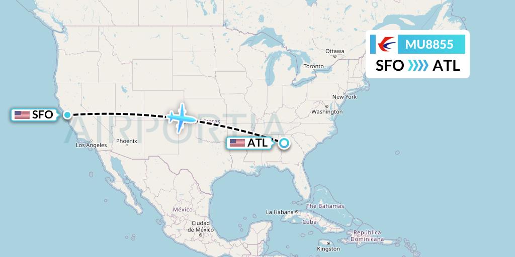 MU8855 China Eastern Airlines Flight Map: San Francisco to Atlanta