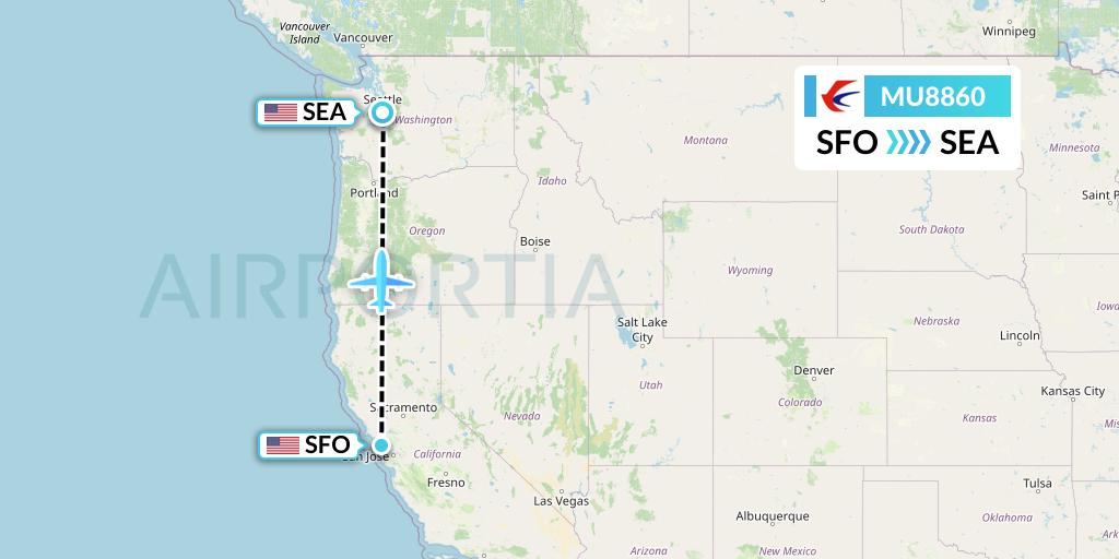 MU8860 China Eastern Airlines Flight Map: San Francisco to Seattle
