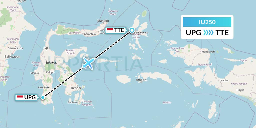 IU250 Pt. Super Air Jet Flight Map: Makassar to Ternate
