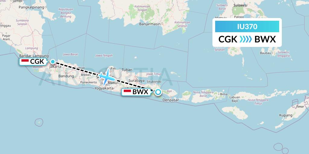 IU370 Pt. Super Air Jet Flight Map: Jakarta to Blimbingsari
