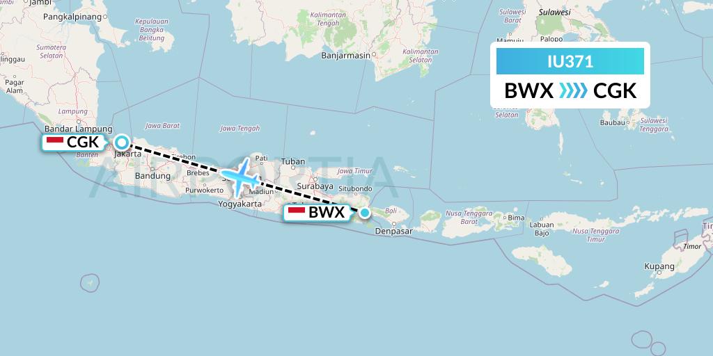 IU371 Pt. Super Air Jet Flight Map: Blimbingsari to Jakarta