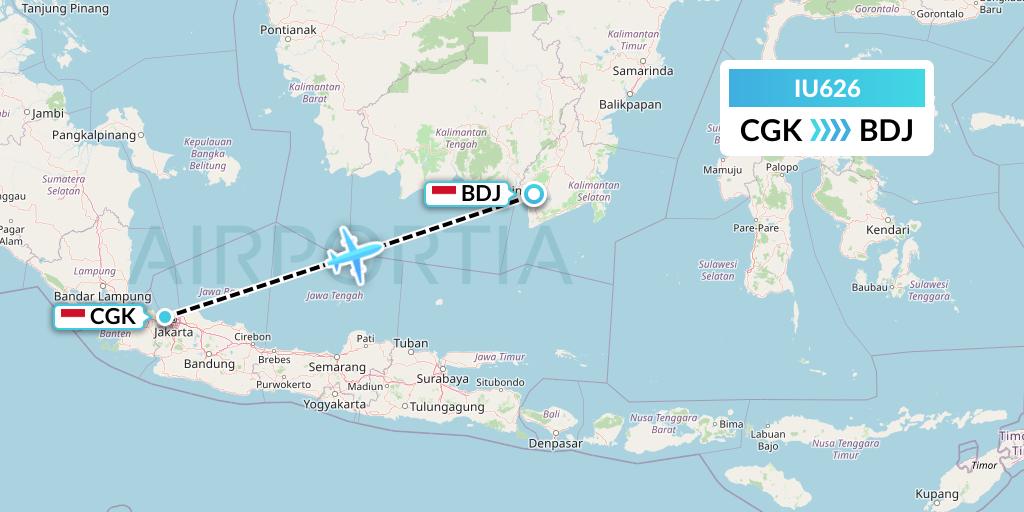 IU626 Pt. Super Air Jet Flight Map: Jakarta to Banjarmasin