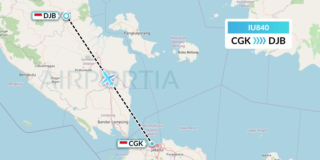 IU840 Pt. Super Air Jet Flight Map: Jakarta to Jambi