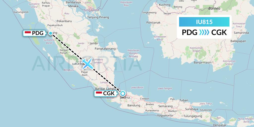 IU815 Pt. Super Air Jet Flight Map: Padang to Jakarta