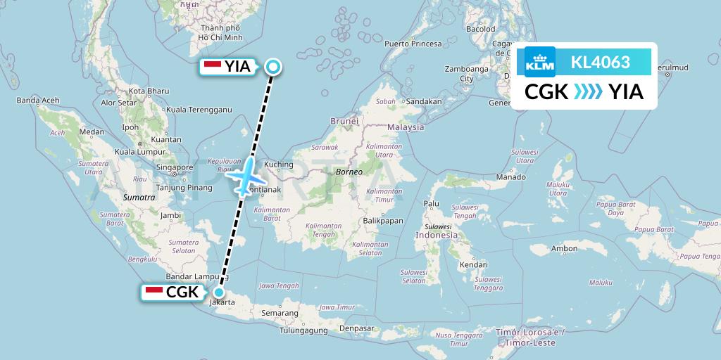 KL4063 KLM Flight Map: Jakarta to Yogyakarta