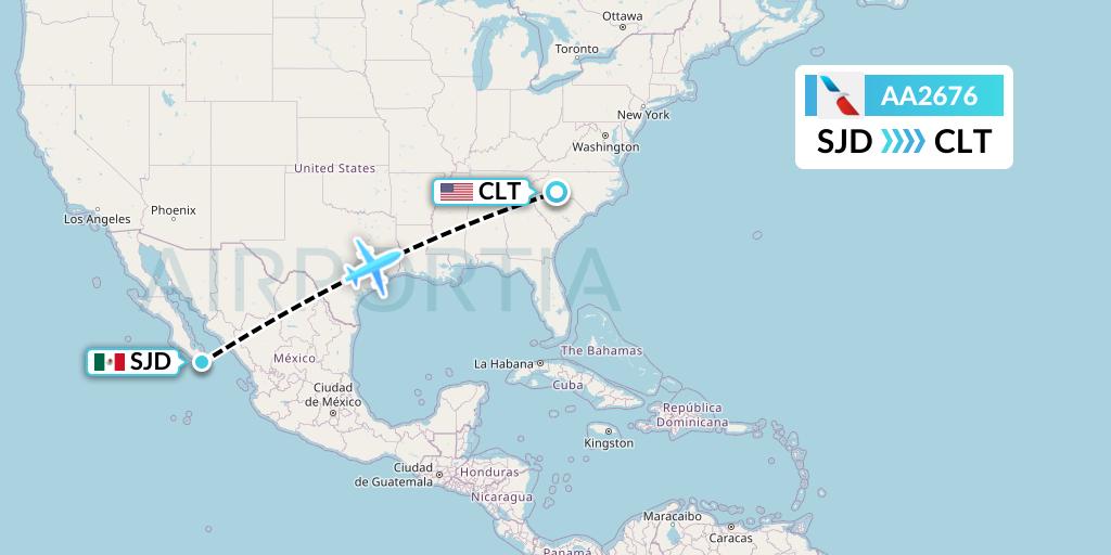 AA2676 American Airlines Flight Map: San Jose del Cabo to Charlotte