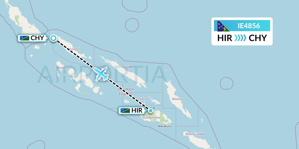 IE4856 Solomon Airlines Flight Map: Honiara to Solomon Islands