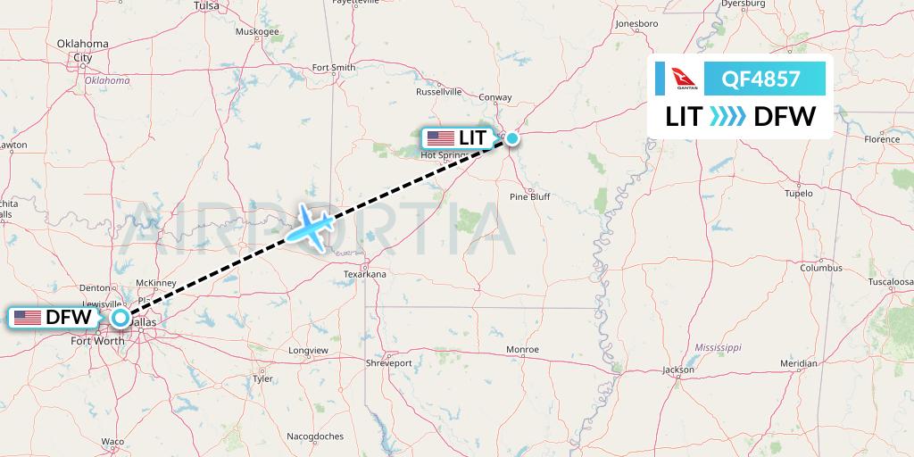 QF4857 Qantas Flight Map: Little Rock to Dallas