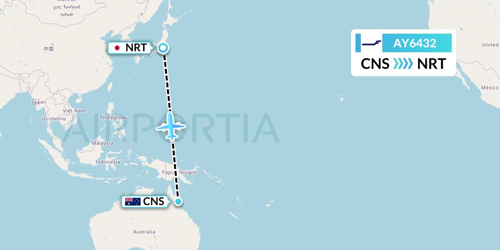 AY6432 Finnair Flight Map: Cairns to Tokyo