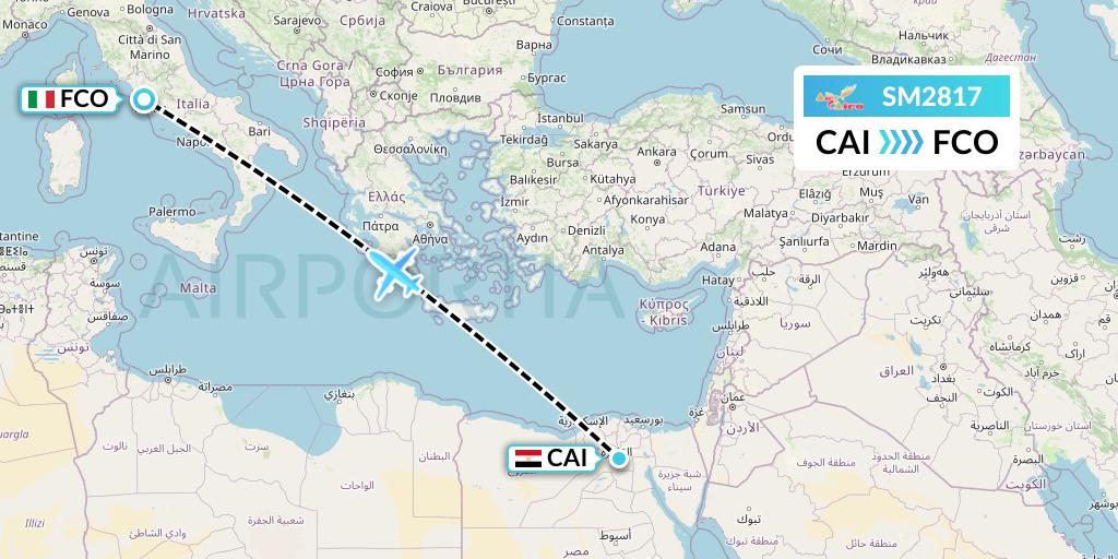 SM2817 Air Cairo Flight Map: Cairo to Rome
