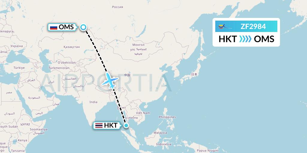 ZF2984 Azur Air Flight Map: Phuket to Omsk