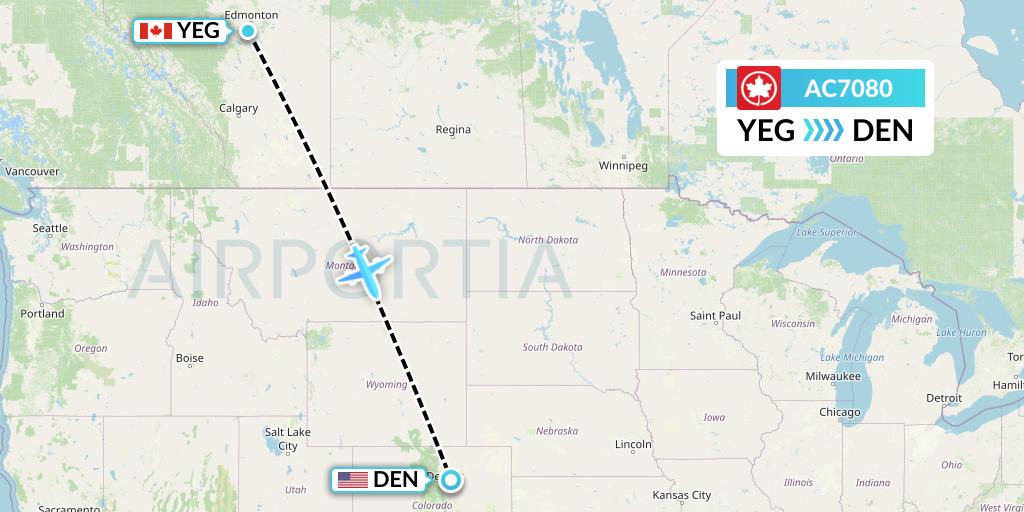 AC7080 Air Canada Flight Map: Edmonton to Denver