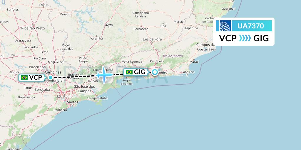 UA7370 United Airlines Flight Map: Campinas to Rio de Janeiro