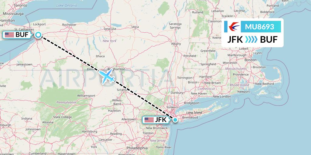 MU8693 China Eastern Airlines Flight Map: New York to Buffalo