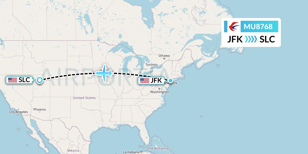 MU8768 China Eastern Airlines Flight Map: New York to Salt Lake City