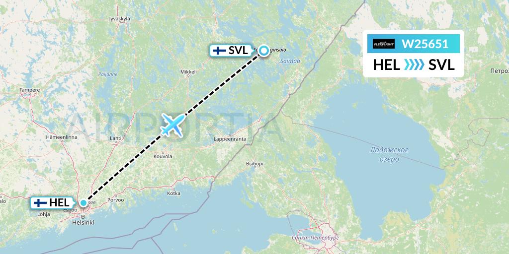 W25651 Flex Flight Flight Map: Helsinki to Savonlinna