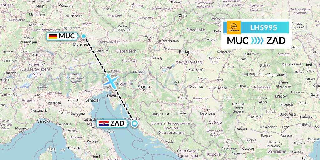 LH5995 Lufthansa Flight Map: Munich to Zadar
