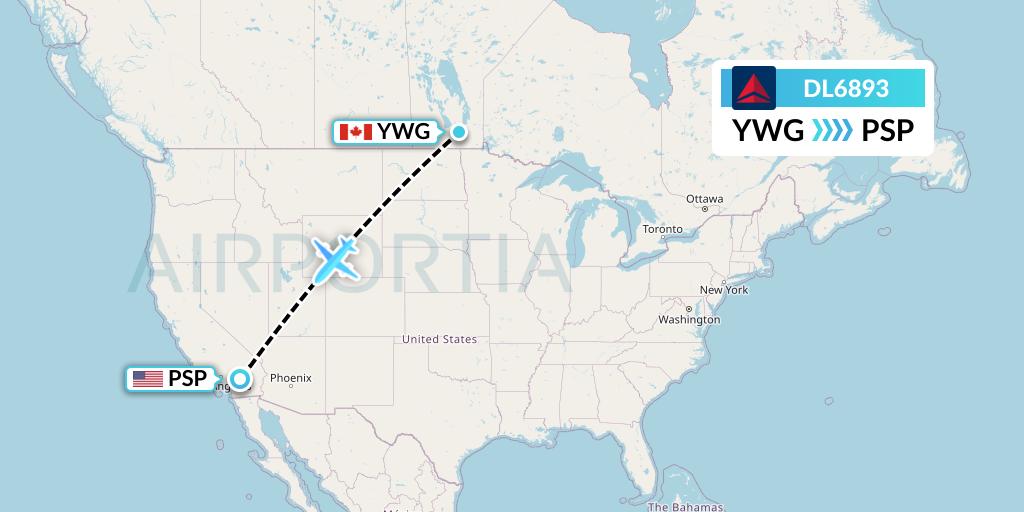 DL6893 Flight Status Delta Air Lines Winnipeg to Palm Springs (DAL6893)
