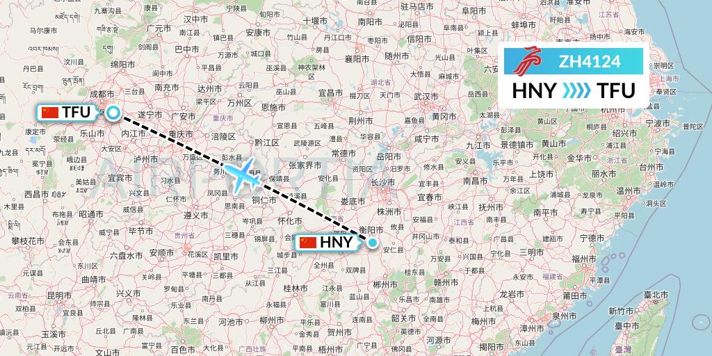 ZH4124 Shenzhen Airlines Flight Map: Hengyang to Chengdu
