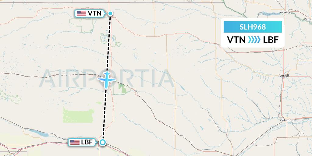 SLH968 Silverhawk Aviation Flight Map: Valentine to North Platte