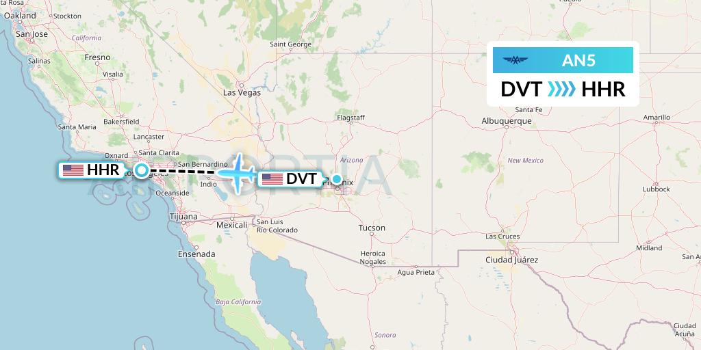 AN5 Advanced Air Flight Map: Phoenix to Hawthorne