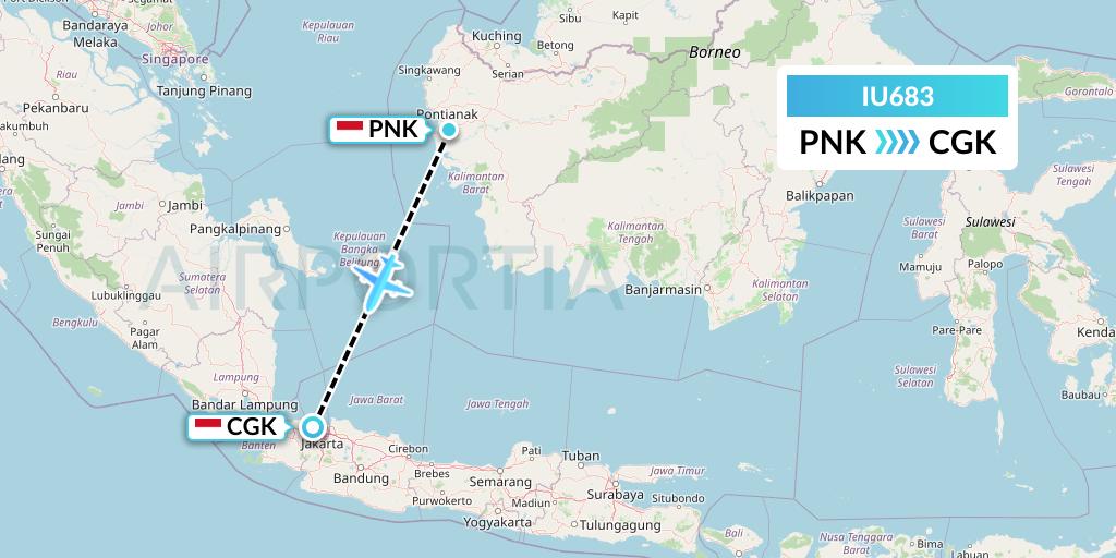 IU683 Pt. Super Air Jet Flight Map: Pontianak to Jakarta